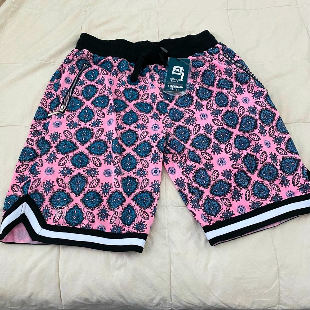 American Stitch Shorts praisely print size xl men basketball length casual NEW